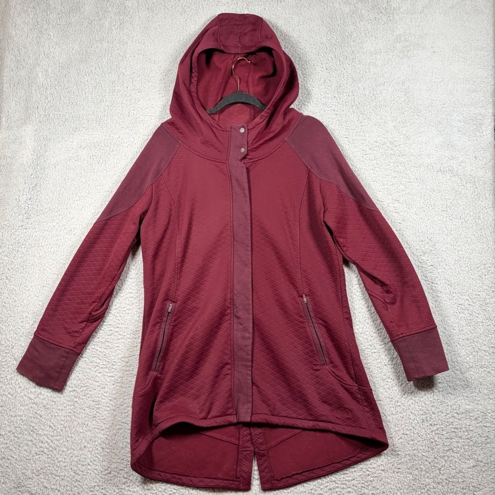 The North Face Recover Up Burgundy‎ Quilted Fleece Hooded Jacket Womens XL
